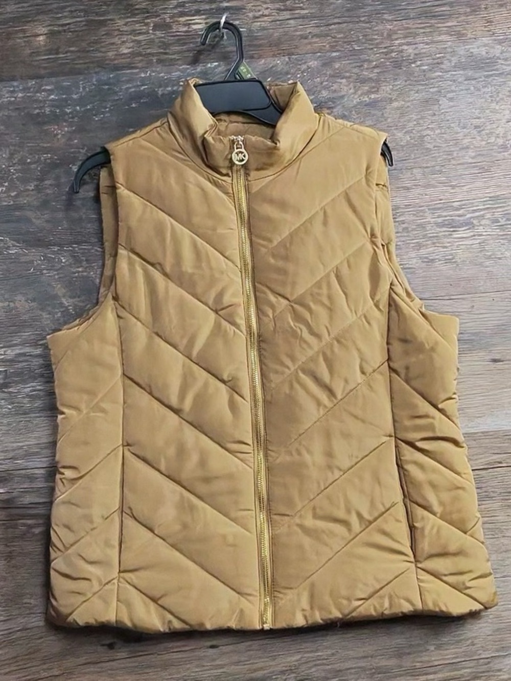 Michael Kors Tan Quilted Sleeveless Puffer Vest